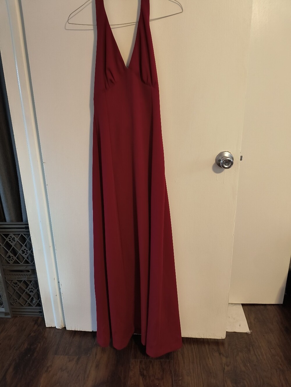 Vintage 1970s Halter Dress With Bolero Jacket Deep V Maxi Dress in Wine Red